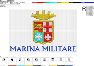 Foglio di lavorazione ricamo marina militare su base cm. 21