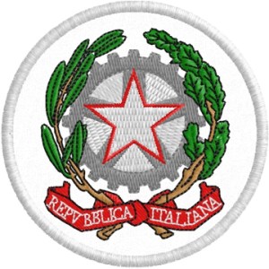 LOGO REPVBBLICA ITALIANA programma ricamo su diametro mm. 60