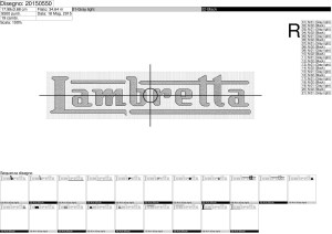 Folgio di lavorazione programma di ricamo scritta LAMBRETTA  cm.18
