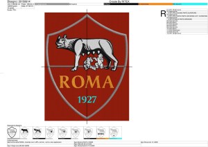 Foglio di lavorazione in formato A3 ricamo simbolo di ROMA con Lupa, Romolo e Remo