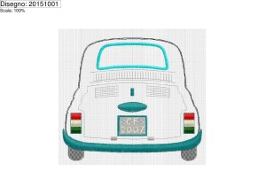 Icona ricamo posteriore FIAT 500 su base cm.11