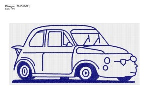 Icona ricamo profilo FIAT 500 su base cm.25