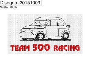 Icona ricamo FIAT 500 racing su base cm.8