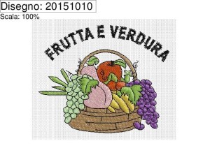 Icona ricamo Cesto FRUTTA E VERDURA su base cm.6,5
