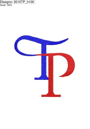 INIZIALI T.P. per ricamare su retro camicia o felpa in altezza cm.10