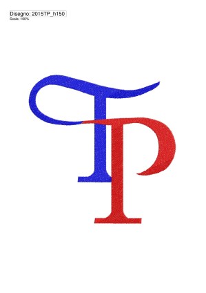 INIZIALI T.P. per ricamare su retro camicia o felpa in altezza cm.15