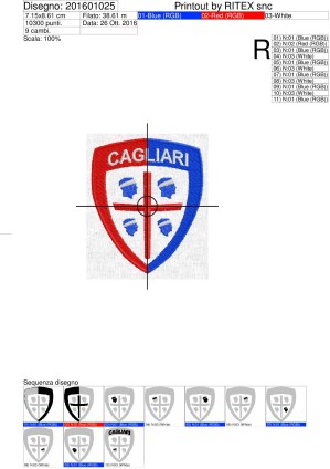 Foglio di lavorazione con base bianca vuota CAGLIARI CALCIO
