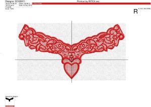 Foglio lavorazione  in A3 ricamo scollatura anteriore ricamo Lace 
