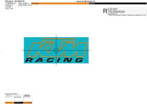 Sequenza di lavorazione ricamo scritta KTM RACING applic. su base cm. 18