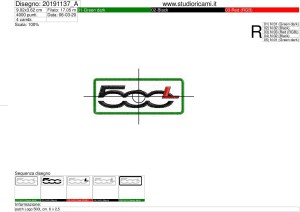 Sequenza di lavorazione ricamo patch Logo 500 L cm. 9 x 3,5