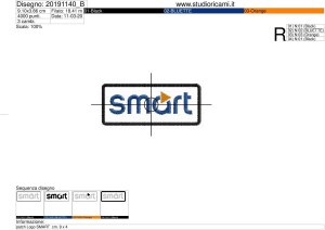 Foglio di lavorazione ricamo patch Logo SMART  cm. 9 x 4