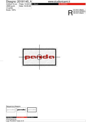 Sequenza di lavorazione ricamo Logo PANDA base cm.8