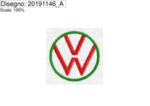 Miniatura Programma di ricamo vecchio logo WOLKSWAGEN diam. 5 cm.
