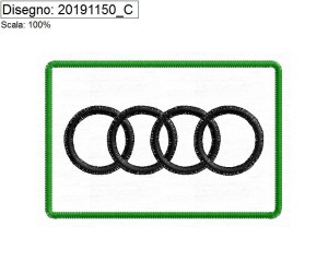 Miniatura Programma di ricamo 4 cerchi AUDI su base cm.9