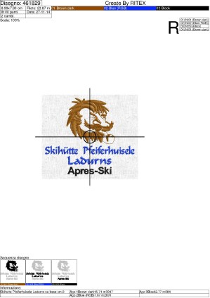 Foglio di lavorazione Skihutte Pfeiferhuisele Ladurns su base cm.9