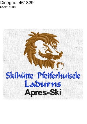 Ricamo Skihutte Pfeiferhuisele Ladurns su base cm.9