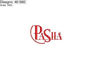 Programma ricamo Scritta Pasha su base cm.5
