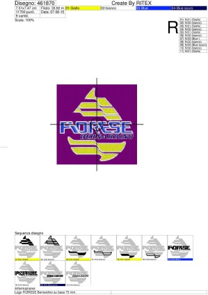 Foglio di lavorazione ricamo logo FIORESE Bernardino su base 75 mm