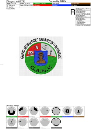 Foglio di lavorazione ricamo GRUPPO ARCHEOLOGICO NATURALISTICO VALTORRESE