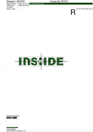 Foglio di lavorazione ricamo Scritta INSIDE su base cm.10