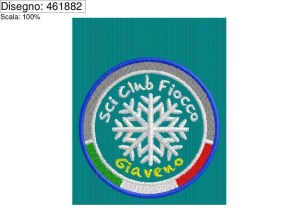 Icona ricamo Sci Club Fiocco Giaveno diam. 70 mm.
