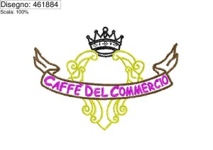 Icona ricamo Logo caffe commercio su base cm.10