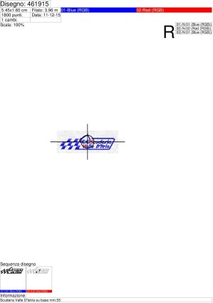 Foglio di lavorazione ricamo Scuderia Valle D'Istria su base mm.55
