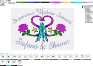 Foglio di lavorazione formato A3 ricamo Logo Stefano&Sharon su base cm.28