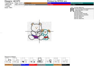 Foglio di lavorazione programma ricamo orsetta e cagnolino