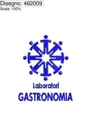 Icona ricamo Laboratori GASTRONOMIA su base cm.6