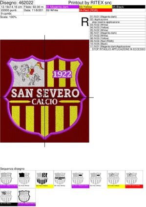 Foglio di lavorazione Patch ricamato San Severo Calcio