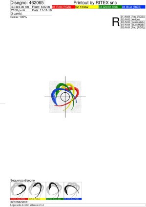 Foglio di lavorazione Ricamo Logo sole 4 colori altezza cm.4