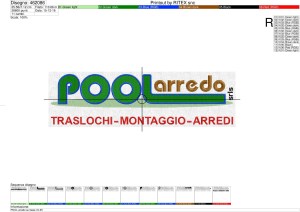Foglio lavorazione in A3 ricamo POOL arredo traslochi su base cm.25
