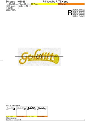 Foglio di lavorazione file di ricamo Gelatitto su base cm.10