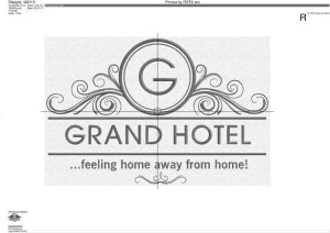 Foglio lavorazione in formato A2 file di ricamo Logo GRAND HOTEL