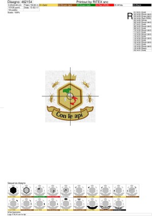 Sequenza lavorazione ricamo Logo ITALIA con le Api cm.9_