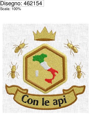 Icona ricamo Logo ITALIA con le Api cm.9_