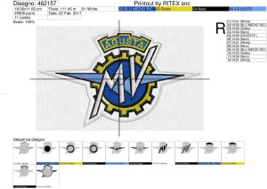 ISequenza lavorazione ricamo Stemma MV AGUSTA su base cm.18