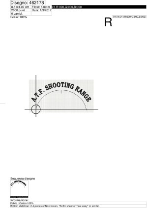 Foglio di lavorazione ricamo CURVATO A.T.F. SHOOTING RANGE