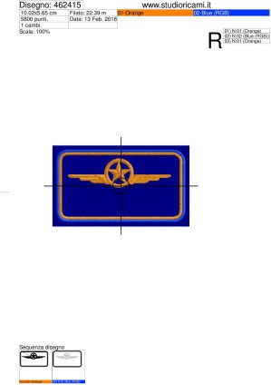 Foglio di lavorazione ricamo mostrina militare con STELLA, personalizzabile con nome