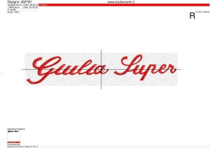 Foglio di lavorazione A3 ricamo Scritta Giulia Super su base cm. 30 x 6