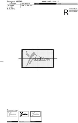 Foglio di lavorazione ricamo nuovo Logo  Ypsilon cm. 7.5 x 4.5