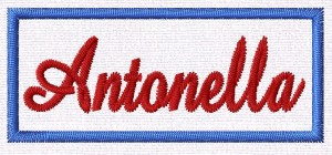 Miniatura Programma di ricamo Etichetta Antonella misura cm. 6 x 2,5