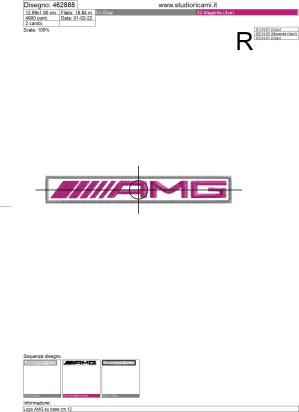 Foglio di lavorazione ricamo Logo AMG su base cm.12