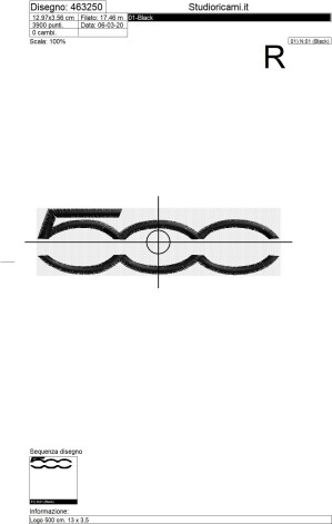 Foglio di lavorazione ricamo Logo 500 cm. 13 x 3,5