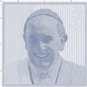 Icona file di ricamo Papa Francesco, ricamo su cuscino o quadro