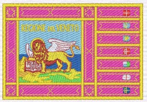 Minaitura file di ricamo Bandiera Regione Veneto completamente ricamata cm. 10 x 7