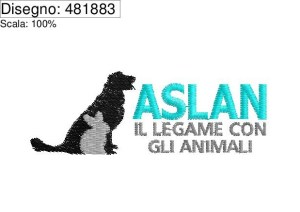 Icona ricamo ASLAN il legame con animali su base 83 mm.