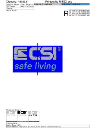 Foglio di lavorazione ricamo CSI safe living su base cm.10