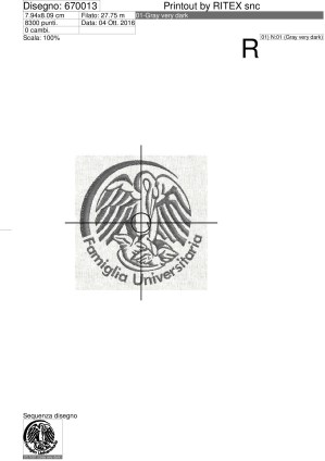 Foglio di lavorazione ricamo Famiglia universitaria diam. 8cm.
